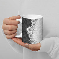 Hawaii Hibiscus Flowers Ceramic Mug Grayscale Polynesian Pattern LT05 - Polynesian Pride