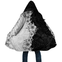 Hawaii Hibiscus Flowers Cloak Grayscale Polynesian Pattern LT05 Unisex Black - Polynesian Pride
