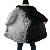 Hawaii Hibiscus Flowers Cloak Grayscale Polynesian Pattern LT05 - Polynesian Pride