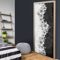 Hawaii Hibiscus Flowers Door Cover Grayscale Polynesian Pattern LT05 - Polynesian Pride