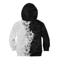 Hawaii Hibiscus Flowers Kid Hoodie Grayscale Polynesian Pattern LT05 - Polynesian Pride