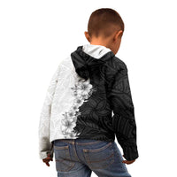 Hawaii Hibiscus Flowers Kid Hoodie Grayscale Polynesian Pattern LT05 - Polynesian Pride
