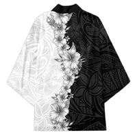 Hawaii Hibiscus Flowers Kimono Grayscale Polynesian Pattern
