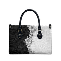 Hawaii Hibiscus Flowers Leather Bag Grayscale Polynesian Pattern LT05 - Polynesian Pride