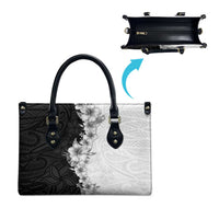 Hawaii Hibiscus Flowers Leather Bag Grayscale Polynesian Pattern LT05 - Polynesian Pride