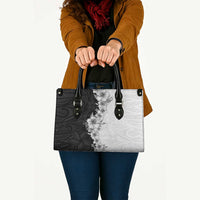 Hawaii Hibiscus Flowers Leather Bag Grayscale Polynesian Pattern LT05 - Polynesian Pride