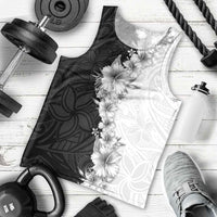 Hawaii Hibiscus Flowers Men Tank Top Grayscale Polynesian Pattern LT05 - Polynesian Pride