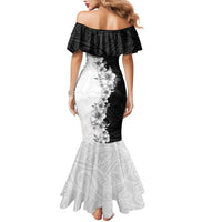 Hawaii Hibiscus Flowers Mermaid Dress Grayscale Polynesian Pattern LT05 - Polynesian Pride