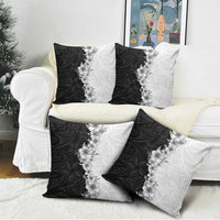 Hawaii Hibiscus Flowers Pillow Cover Grayscale Polynesian Pattern LT05 - Polynesian Pride