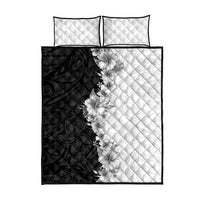 Hawaii Hibiscus Flowers Quilt Bed Set Grayscale Polynesian Pattern LT05 - Polynesian Pride