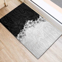 Hawaii Hibiscus Flowers Rubber Doormat Grayscale Polynesian Pattern LT05 - Polynesian Pride