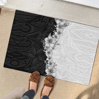 Hawaii Hibiscus Flowers Rubber Doormat Grayscale Polynesian Pattern LT05 - Polynesian Pride