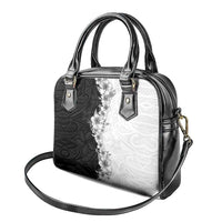 Hawaii Hibiscus Flowers Shoulder Handbag Grayscale Polynesian Pattern LT05 - Polynesian Pride