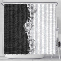 Hawaii Hibiscus Flowers Shower Curtain Grayscale Polynesian Pattern LT05 - Polynesian Pride