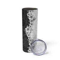 Hawaii Hibiscus Flowers Skinny Tumbler Grayscale Polynesian Pattern LT05 - Polynesian Pride