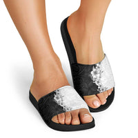 Hawaii Hibiscus Flowers Slide Sandals Grayscale Polynesian Pattern LT05 - Polynesian Pride