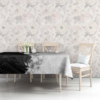 Hawaii Hibiscus Flowers Tablecloth Grayscale Polynesian Pattern LT05 - Polynesian Pride