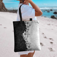 Hawaii Hibiscus Flowers Tote Bag Grayscale Polynesian Pattern LT05 - Polynesian Pride
