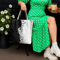 Hawaii Hibiscus Flowers Tote Bag Grayscale Polynesian Pattern LT05 - Polynesian Pride