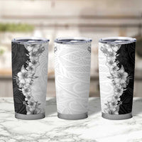 Hawaii Hibiscus Flowers Tumbler Cup Grayscale Polynesian Pattern LT05 - Polynesian Pride
