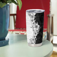 Hawaii Hibiscus Flowers Tumbler Cup Grayscale Polynesian Pattern LT05 - Polynesian Pride