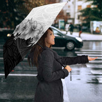 Hawaii Hibiscus Flowers Umbrella Grayscale Polynesian Pattern LT05 - Polynesian Pride