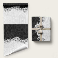 Hawaii Hibiscus Flowers Wrapping Paper Grayscale Polynesian Pattern LT05 58" × 23" Black - Polynesian Pride
