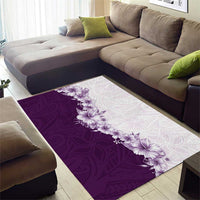 Hawaii Hibiscus Flowers Area Rug Purple Polynesian Pattern