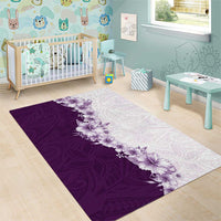 Hawaii Hibiscus Flowers Area Rug Purple Polynesian Pattern