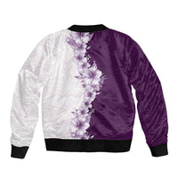 Hawaii Hibiscus Flowers Bomber Jacket Purple Polynesian Pattern LT05 - Polynesian Pride