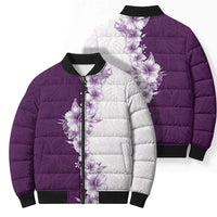 Hawaii Hibiscus Flowers Bomber Puffer Jacket Purple Polynesian Pattern LT05 - Polynesian Pride