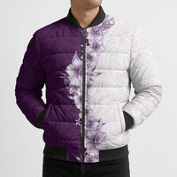 Hawaii Hibiscus Flowers Bomber Puffer Jacket Purple Polynesian Pattern LT05 - Polynesian Pride