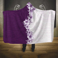 Hawaii Hibiscus Flowers Hooded Blanket Purple Polynesian Pattern LT05 - Polynesian Pride