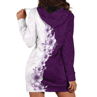 Hawaii Hibiscus Flowers Hoodie Dress Purple Polynesian Pattern LT05 - Polynesian Pride