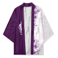 Hawaii Hibiscus Flowers Kimono Purple Polynesian Pattern