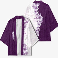 Hawaii Hibiscus Flowers Kimono Purple Polynesian Pattern