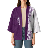 Hawaii Hibiscus Flowers Kimono Purple Polynesian Pattern