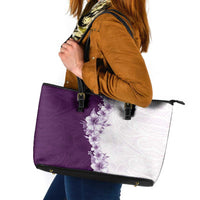 Hawaii Hibiscus Flowers Leather Tote Bag Purple Polynesian Pattern LT05 Purple - Polynesian Pride