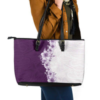 Hawaii Hibiscus Flowers Leather Tote Bag Purple Polynesian Pattern LT05 - Polynesian Pride