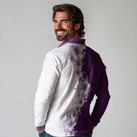 Hawaii Hibiscus Flowers Long Sleeve Polo Shirt Purple Polynesian Pattern LT05 - Polynesian Pride