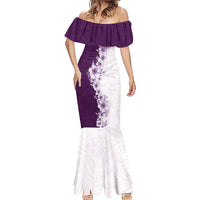 Hawaii Hibiscus Flowers Mermaid Dress Purple Polynesian Pattern LT05 - Polynesian Pride