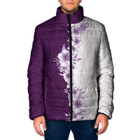 Hawaii Hibiscus Flowers Padded Jacket Purple Polynesian Pattern LT05 Men Purple - Polynesian Pride