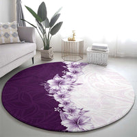 Hawaii Hibiscus Flowers Round Carpet Purple Polynesian Pattern LT05 - Polynesian Pride