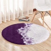 Hawaii Hibiscus Flowers Round Carpet Purple Polynesian Pattern LT05 - Polynesian Pride