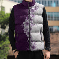 Hawaii Hibiscus Flowers Sleeveless Puffer Jacket Purple Polynesian Pattern LT05 - Polynesian Pride