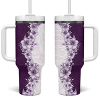 Hawaii Hibiscus Flowers Tumbler With Handle Purple Polynesian Pattern LT05 One Size: 40 oz Purple - Polynesian Pride