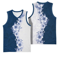 Hawaii Hibiscus Flowers Basketball Jersey Blue Polynesian Pattern LT05 - Polynesian Pride