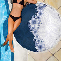 Hawaii Hibiscus Flowers Beach Blanket Blue Polynesian Pattern LT05 - Polynesian Pride