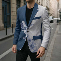 Hawaii Hibiscus Flowers Blazer Blue Polynesian Pattern LT05 - Polynesian Pride