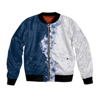 Hawaii Hibiscus Flowers Bomber Jacket Blue Polynesian Pattern LT05 Unisex Blue - Polynesian Pride